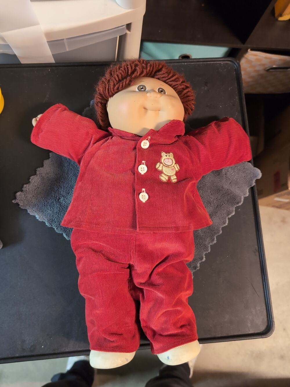 1980s Cabbage Patch Kid Doll Auburn Hair 1982 Red Suite GPK Caleco